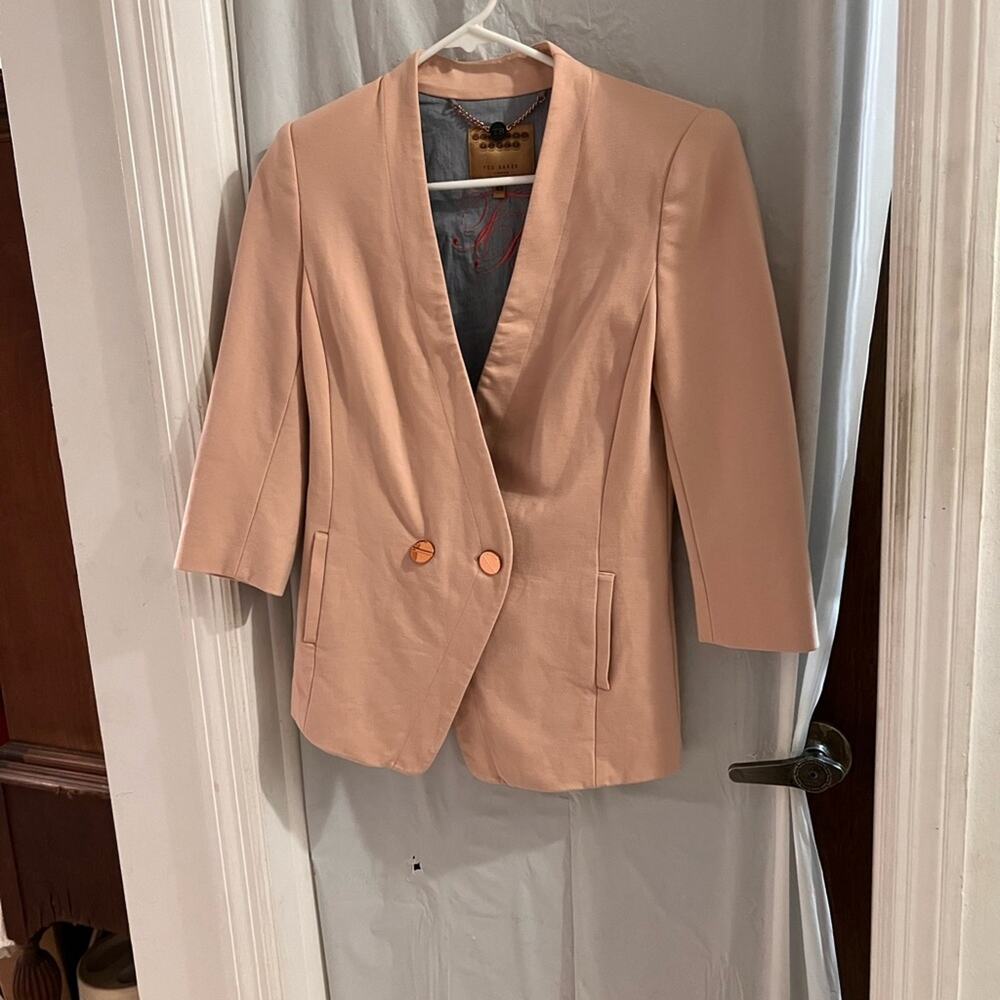 Ted baker pink Rufia double button blazer 3/4 sleeve size 1 uk 4 us